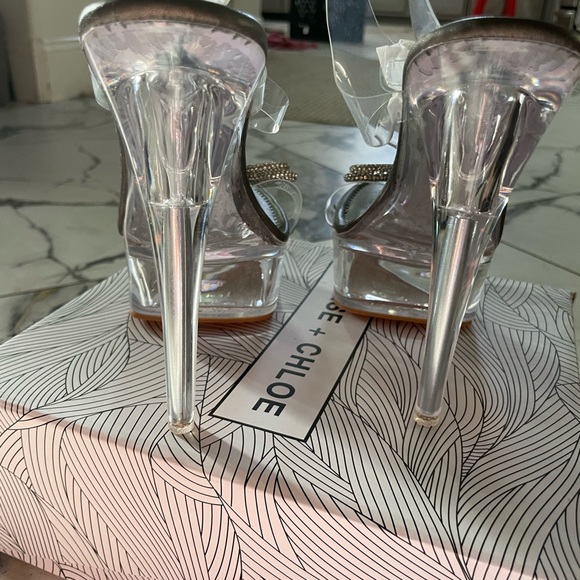 Serenity Rhinestone Bow Clear Platform Sandal Size 9 By Chase & Chloe … - Picture 8 of 14